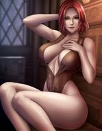 1girl breasts cleavage female female_only flowerxl large_breasts looking_at_viewer solo the_witcher triss_merigold // 880x1135 // 99.3KB