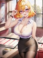 1girls 2023 ai_generated big_breasts blonde_hair glasses_only office_lady secretary short_hair stable_diffusion tagme voluptuous_female // 1088x1436 // 250.6KB