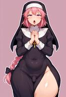 1boy 1femboy 2025 ai_generated alternate_version_available astolfo_(fate) belly blush braid braided_hair bulge civitai erect_nipples fate_(series) femboy feminine_male girly navel nipples nipples_visible_through_clothing no_panties nun nun's_habit nun_outfit open_mouth pectorals penis penis_shaped_bulge penis_visible_through_clothing pink_hair popstar353 purple_eyes simple_background thick_thighs thighs tongue tongue_out trap wide_hips // 1426x2068 // 255.0KB