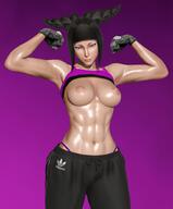 3d abs areolae armpits biceps black_hair breasts busty capcom clothing eyelashes female female_focus female_only fingering flexing g-string han_juri high_resolution honey_select hourglass_figure long_hair medium_breasts muscle muscular_female nipples pants pinup pose purple_eyes shiny shiny_skin standing street_fighter sweat thong tied_hair toned toned_female topless track_pants track_suit wide_hips // 1528x1848 // 182.0KB