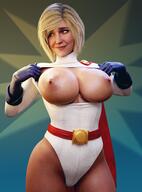 1girl batesz blonde_hair blue_eyes breasts breasts_out_of_clothes clothing dc dc_comics erect_nipples exposed_breasts female female_focus female_only huge_breasts kara_zor-l karen_starr kryptonian large_breasts mature mature_female nipples power_girl short_hair superheroine thick_thighs thighs // 1224x1656 // 239.7KB