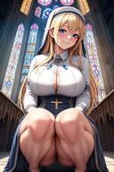 1female 2022 ai_generated big_breasts blessing blonde_hair church_interior female_focus female_only long_hair looking_at_viewer nun_outfit original seductive_look stable_diffusion thick_thighs voluptuous_female // 1086x1628 // 372.9KB