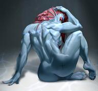 1girls 2022 anthro anthro_only back_view blue_body blue_skin commission_art completely_naked completely_naked_female completely_nude completely_nude_female female_anthro female_only fish fish_girl hand_on_head long_hair looking_back marine monster monster_girl muscular muscular_anthro muscular_female nude r62 red_hair scar scar_on_ass scar_on_back scar_on_leg scars sitting solo_anthro undertale undertale_(series) undyne yellow_sclera // 1968x1822 // 267.2KB