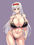 1girl bikini breasts curvy huge_breasts kantai_collection kawanuma_uotsuri long_hair shoukaku_(kancolle) smile solo very_long_hair // 1228x1636 // 250.7KB
