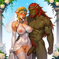 ai_generated extnctionist ganondorf pony_diffusion_xl princess_zelda the_legend_of_zelda wedding_attire wedding_dress wedding_veil // 1428x1428 // 369.7KB