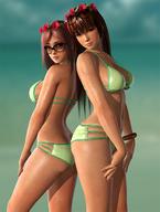 2girls 3d beach bikini dead_or_alive female glasses honoka_(doa) kasumi_(doa) long_hair multiple_girls pretty_face radianteld swimsuit xps // 1080x1431 // 182.6KB
